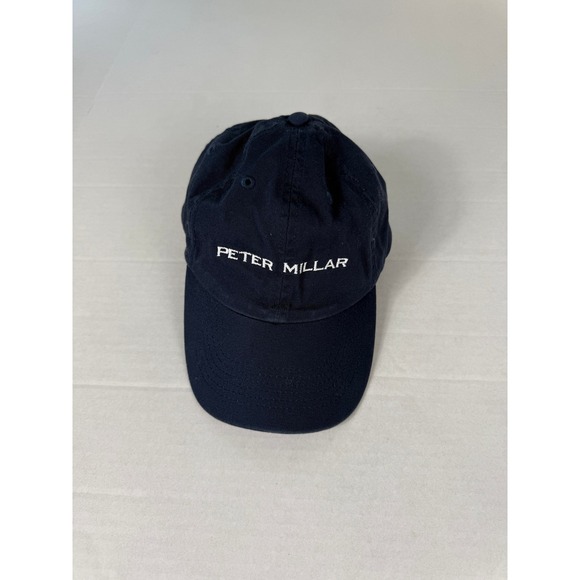 Peter Millar Other - Peter Millar Mens Navy Blue Cotton Baseball Cap Embroidered‎ Logo Adjustable